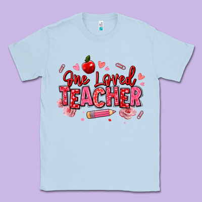One Loved Teacher Afro Messy Bun Classic Tee Designed By Texasbilliewilder