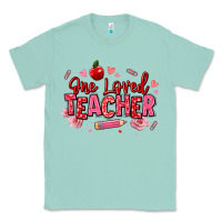 Seafoam one loved teacher afro messy bun Classic Tee - texasbilliewilder