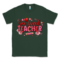 Sports Green one loved teacher afro messy bun Classic Tee - texasbilliewilder