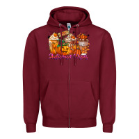 Burgundy Thanks A Latte Autumn Vibes Zipper Hoodie - CowhideDigitalArt