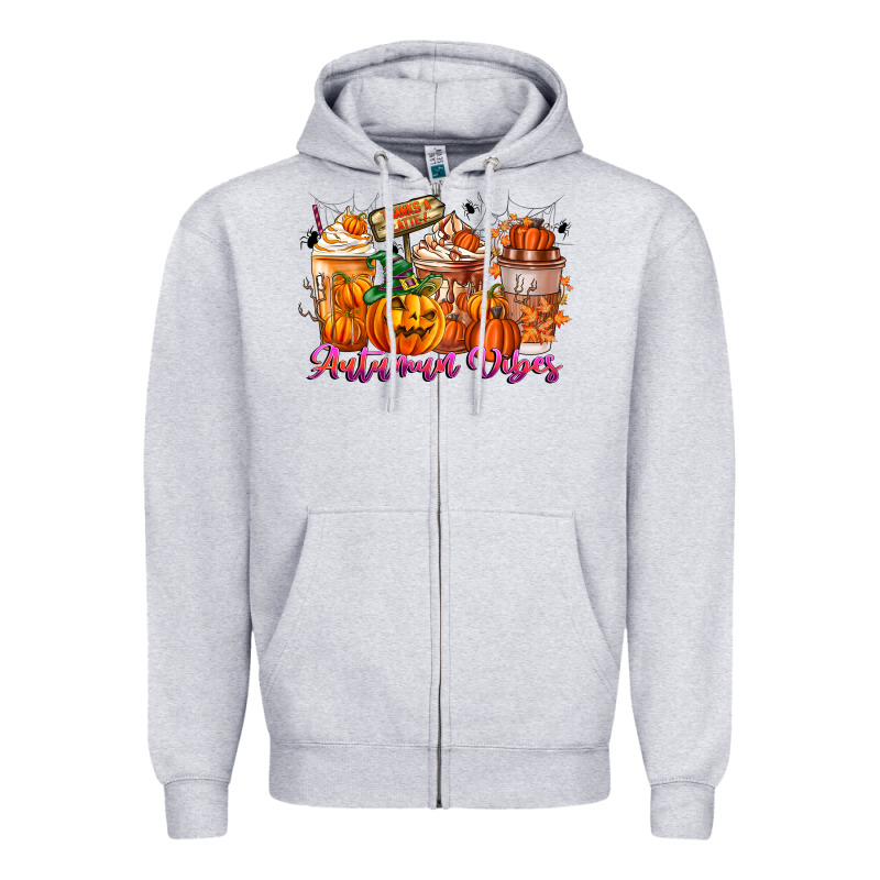 Thanks A Latte Autumn Vibes Zipper Hoodie by CowhideDigitalArt | Teevron