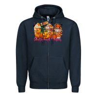 Navy Thanks A Latte Autumn Vibes Zipper Hoodie - CowhideDigitalArt