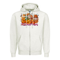 Oatmeal Heather Thanks A Latte Autumn Vibes Zipper Hoodie - CowhideDigitalArt