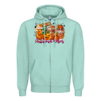 Seafoam Thanks A Latte Autumn Vibes Zipper Hoodie - CowhideDigitalArt