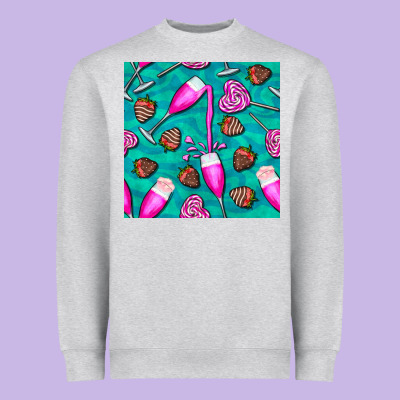 Valentines Day Champagne And Strawberry Heavyweight Sweatshirt Designed By Bundleandbundleshop