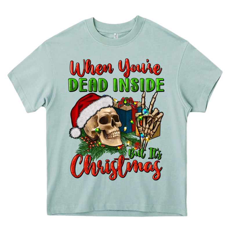 When You’re Dead Inside But It's Christmas Heavy Core Tee by BundleAndBundleShop | Teevron