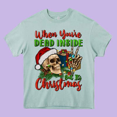 When You’re Dead Inside But It's Christmas Heavy Core Tee Designed By Bundleandbundleshop