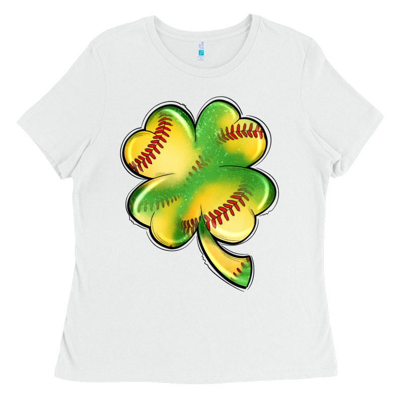 St. Patrick's Day Clover Softball Ladies Tee by Artiststas | Teevron