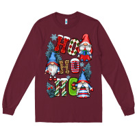 Burgundy ho ho ho gnomes Long Sleeve Tee - CowGirlArtShop