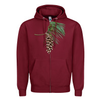 Burgundy white pine cone Zipper Hoodie - LillyAllenDesigns