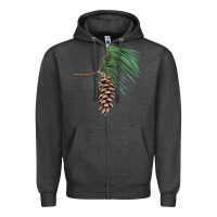 Charcoal Heather white pine cone Zipper Hoodie - LillyAllenDesigns
