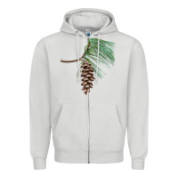 Dove Grey white pine cone Zipper Hoodie - LillyAllenDesigns