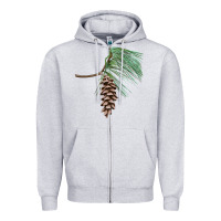 Heather Grey white pine cone Zipper Hoodie - LillyAllenDesigns