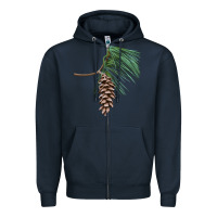 Navy white pine cone Zipper Hoodie - LillyAllenDesigns