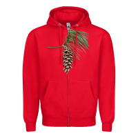 Red white pine cone Zipper Hoodie - LillyAllenDesigns