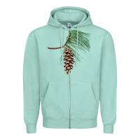 Seafoam white pine cone Zipper Hoodie - LillyAllenDesigns