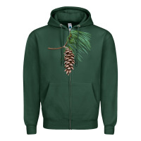 Sports Green white pine cone Zipper Hoodie - LillyAllenDesigns