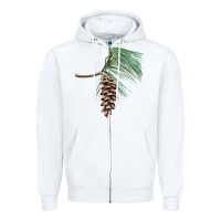 White white pine cone Zipper Hoodie - LillyAllenDesigns