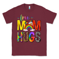 Burgundy Free Mom Hugs with Butterflies Classic Tee - texasbilliewilder