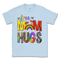 Dusty Blue Free Mom Hugs with Butterflies Classic Tee - texasbilliewilder