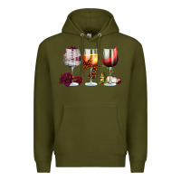 Army Green hallothanksmas halloween thanksgiving  christmas wine Premium Hoodie - FaDigitalArtStudio