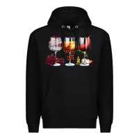 Black hallothanksmas halloween thanksgiving  christmas wine Premium Hoodie - FaDigitalArtStudio