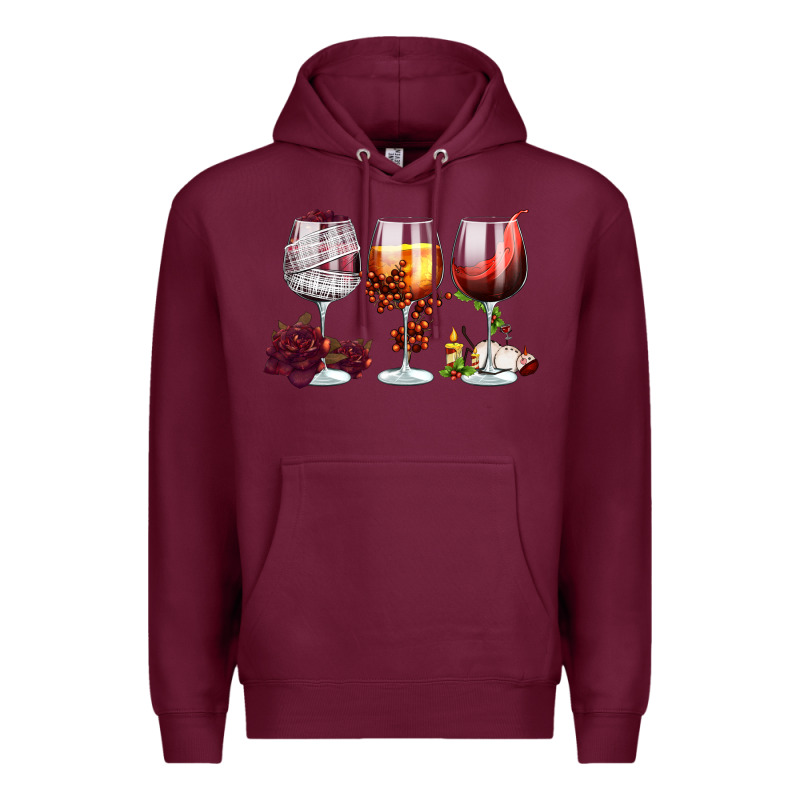 Hallothanksmas Halloween Thanksgiving  Christmas Wine Premium Hoodie by FaDigitalArtStudio | Teevron