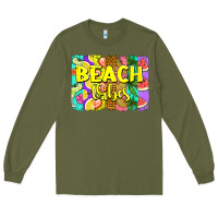 Army Green beach vibes summer brushstroke Long Sleeve Tee - Jasminsmagicworld