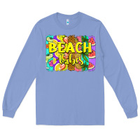 Colony Blue beach vibes summer brushstroke Long Sleeve Tee - Jasminsmagicworld