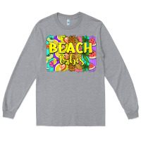 Heather Grey beach vibes summer brushstroke Long Sleeve Tee - Jasminsmagicworld