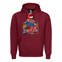 Burgundy America Zipper Hoodie - CowhideDigitalArt