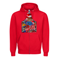 Red America Zipper Hoodie - CowhideDigitalArt