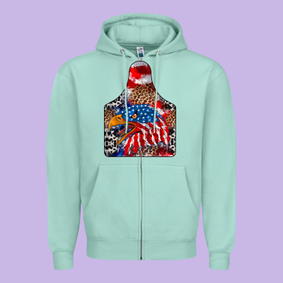 America Zipper Hoodie Designed By Cowhidedigitalart