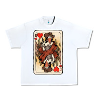 White Queen Of Hearts Cowgirl Urban Heavy Tee - HowdyJamesFarm
