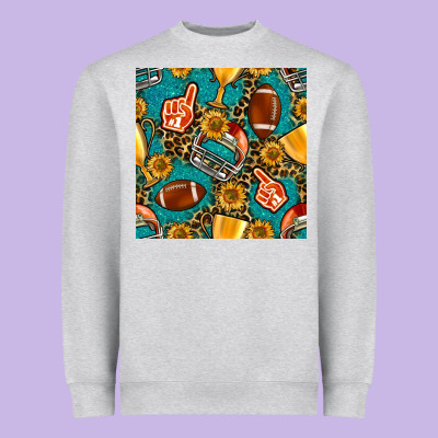 American Football Winner Cup And Helmet Seamless Pattern Heavyweight Sweatshirt Designed By Bundleandbundleshop
