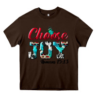 Chocolate Brown Choose Joy Heavy Core Tee - BundleAndBundleShop