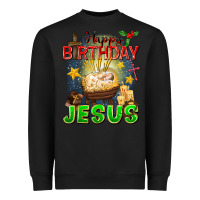 Black happy birthday jesus Heavyweight Sweatshirt - FaDigitalArtStudio