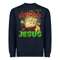 Navy happy birthday jesus Heavyweight Sweatshirt - FaDigitalArtStudio