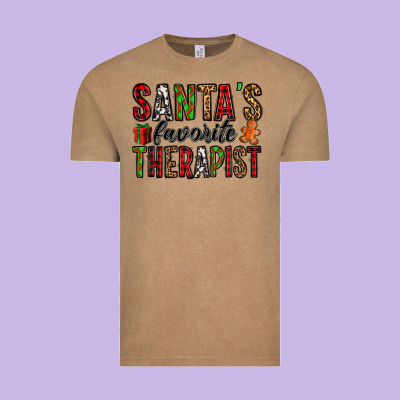 Santa's Favorite Therapist Vintage Tee Designed By Jasminsmagicworld