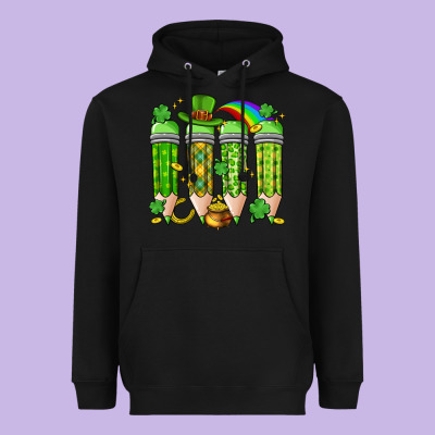 St. Patrick's Day Teacher Pencils Heavyweight Hoodie Designed By Artiststas