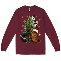 Burgundy heifer cow gnomies christmas tree Long Sleeve Tee - CowGirlArtShop