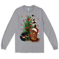 Heather Grey heifer cow gnomies christmas tree Long Sleeve Tee - CowGirlArtShop