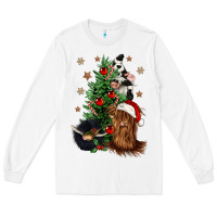 White heifer cow gnomies christmas tree Long Sleeve Tee - CowGirlArtShop