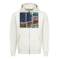 Oatmeal Heather American Flag Mouse Pad Zipper Hoodie - CowhideDigitalArt