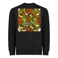 Black baseball bat and gloves with camouflage seamless pattern Heavyweight Sweatshirt - BundleAndBundleShop