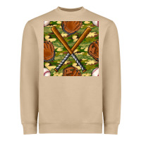 Mushroom baseball bat and gloves with camouflage seamless pattern Heavyweight Sweatshirt - BundleAndBundleShop