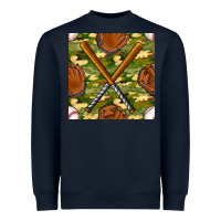 Navy baseball bat and gloves with camouflage seamless pattern Heavyweight Sweatshirt - BundleAndBundleShop