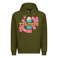 Army Green teacher floral pencil Premium Hoodie - BundleAndBundleShop