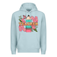 Blue Mist teacher floral pencil Premium Hoodie - BundleAndBundleShop