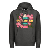 Charcoal Heather teacher floral pencil Premium Hoodie - BundleAndBundleShop